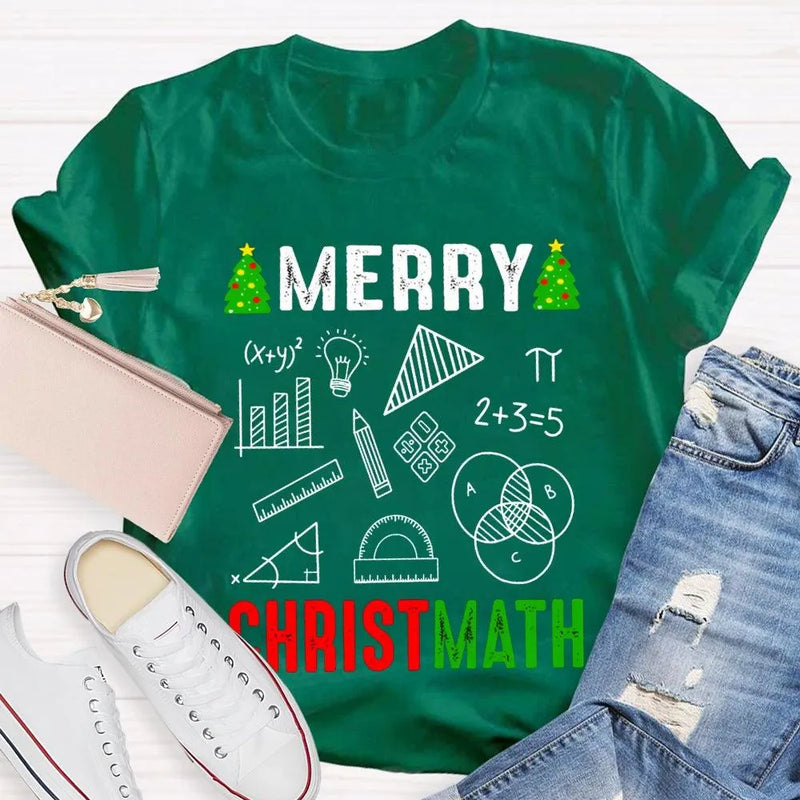 Math Holiday Equation Graphic Tee, Merry Christmath Humorous Math Teacher Shirt, STEM Educator Christmas T-Shirt, Math Lover Xmas Present