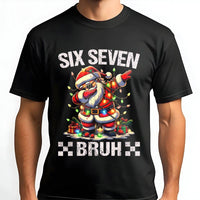 Dabbing Santa Holiday Shirt, Six Seven Bruh Christmas T-Shirt, Humorous Xmas Graphic Tee, Trendy Santa Claus Christmas T-Shirt, Holiday Present