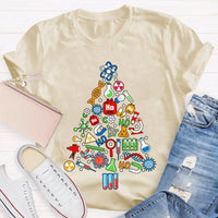 Scientific Instruments Holiday Tree Shirt, Science Teacher Christmas T-Shirt, STEM Chemistry Graphic Tee, Xmas Teacher Present