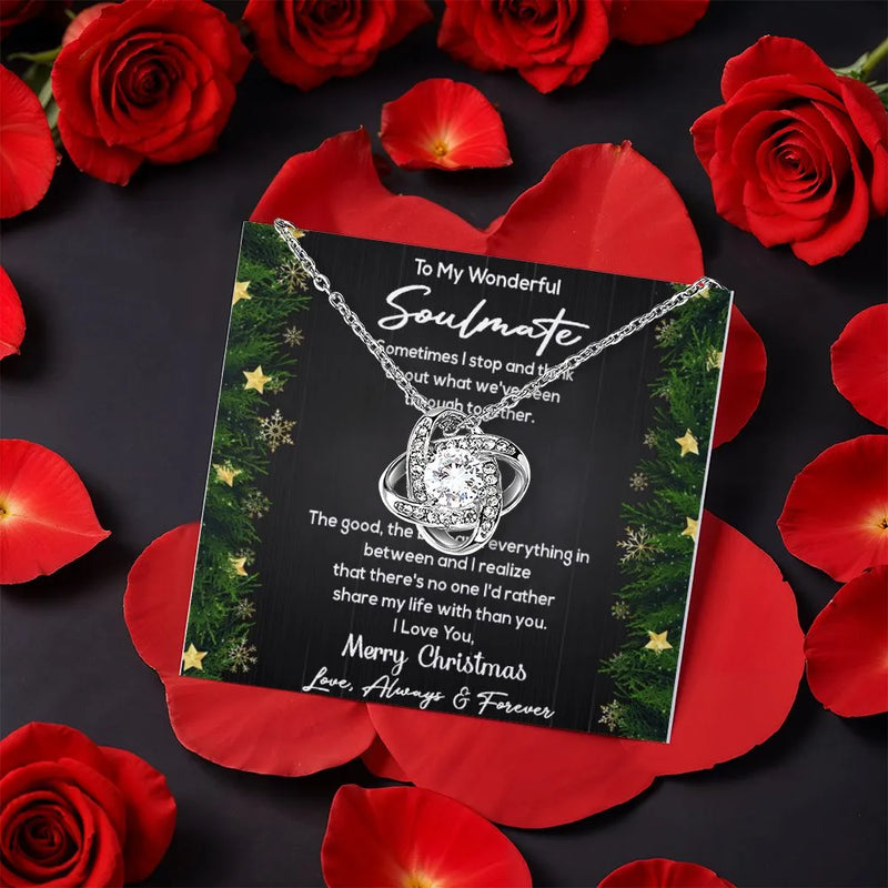 CZ Crystal Pendant Necklace, Soulmate Love Knot Necklace, Romantic Anniversary Knot Necklace, Christmas Present for Her, Sweetheart Jewelry