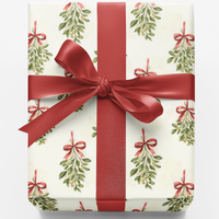 Botanical Holiday Gift Wrap, Mistletoe Christmas Wrapping Paper, Festive Greenery Wrapping Paper, Winter Season Gift Wrap Roll for Family