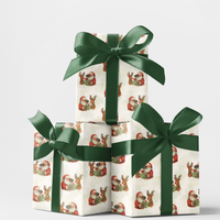 Whimsical Christmas Wrapping Paper, Birdwatching Santa Wrapping Paper, Santa and Reindeer Gift Wrap, Nature Lover Holiday Wrapping Paper