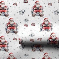 Video Game Controller Gift Wrap, Gamer Santa Wrapping Paper, Comfy Armchair Santa Christmas Wrapping Paper, Gamer Holiday Gift Wrap