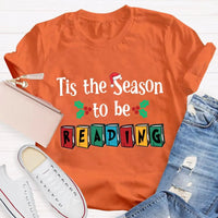 Book Lover Christmas Graphic Tee, Tis the Season to Be Reading T-Shirt, Bibliophile Holiday Shirt, Bookworm Xmas Tee, Reader Holiday Shirt