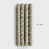 Christmas Botanical Gift Wrap, Watercolor Holly Wrapping Paper, Vintage Holiday Berry Wrapping Paper, Winter Christmas Gift Wrap Roll