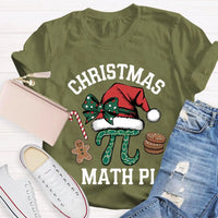Humorous Math Teacher Holiday Shirt, Pi Symbol Santa Hat Christmas T-Shirt, Christmas STEM Graphic Tee, Math Lover Xmas Tee, Teacher Present