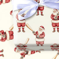 Baseball Christmas Gift Wrap, Santa Claus Baseball Wrapping Paper, Sports Holiday Gift Wrap, Baseball Xmas Wrapping Paper, Sports Fan Wrap