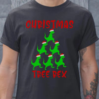 Humorous Dinosaur Holiday Graphic Tee, Christmas Tree Rex Shirt, Adorable Trex Christmas T-Shirt, Festive Dino Lover Shirt, Holiday Season Tee