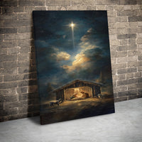 Holy Night Bethlehem Star Canvas Wall Art, Nativity Scene Canvas Print, Christian Christmas Canvas, Religious Holiday Decor, Faith Present