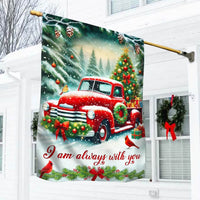 I Am Always with You Memorial Flag, Christmas Red Truck Cardinal Garden Flag, Double-Sided Winter Holiday Flag, Yard Banner Present