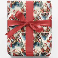 Vintage Jazz Christmas Wrapping Paper, Saxophone Santa Gift Wrap, Musician Holiday Gift Wrap, Retro Santa Present Paper, Music Lover Gift Wrap