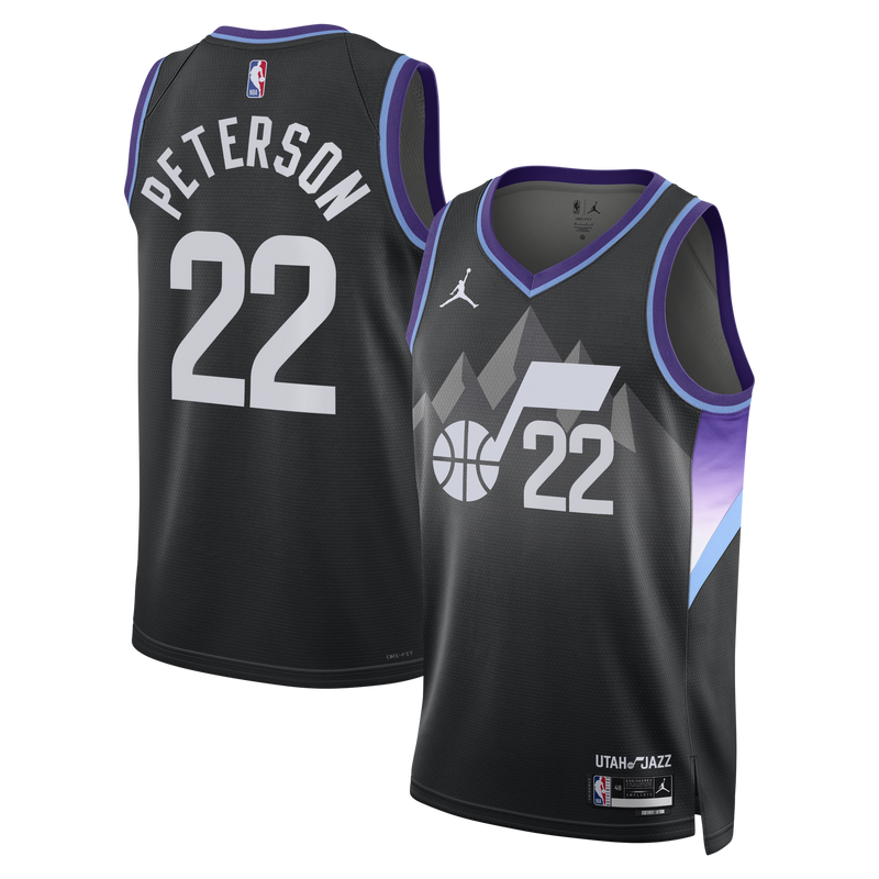 Utah Jazz Statement Edition Swingman Jersey - Black - Darryn Peterson