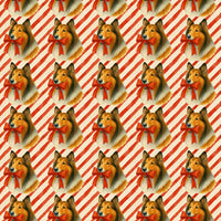 Christmas Dog Gift Wrap, Candy Cane Collie Wrapping Paper, Adorable Collie Dog Holiday Wrapping Paper, Xmas Pet Gift Wrap Roll, Dog Lover Paper