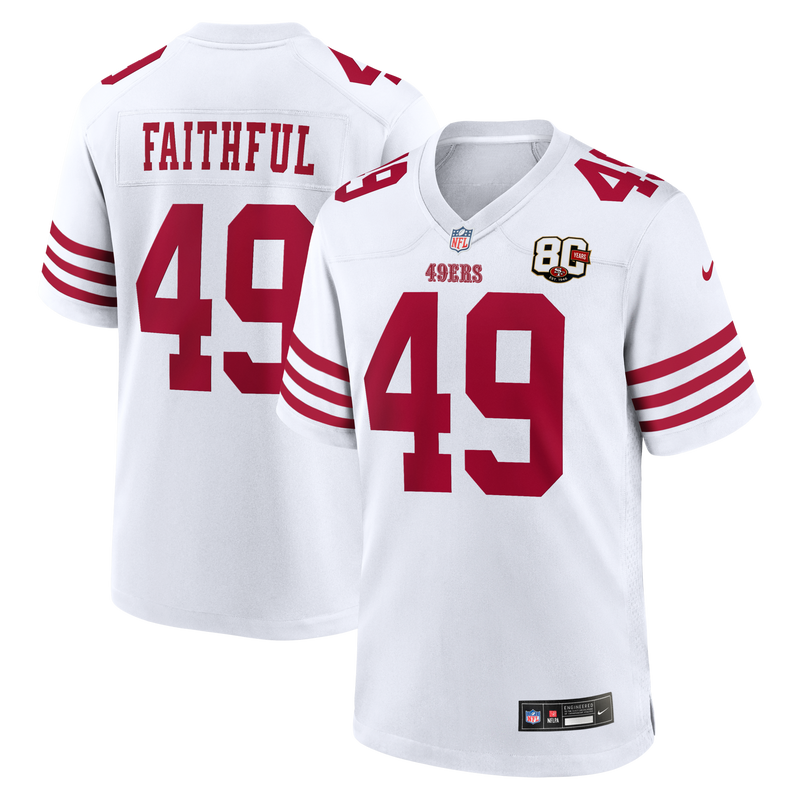 San Francisco 49ers The Faithful White 80th Anniversary Game Jersey