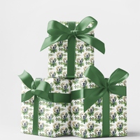 Watercolor Dog Wrapping Paper, Labrador Retriever Christmas Wrapping Paper, Puppy Holly Wreath Gift Wrap, Holiday Dog Lover Present Paper