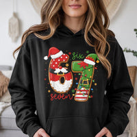 Humorous Holiday Graphic Sweatshirt, 67 Christmas Santa and Elf Number Hoodie, Retro Xmas Party Pullover, Birthday Party Apparel