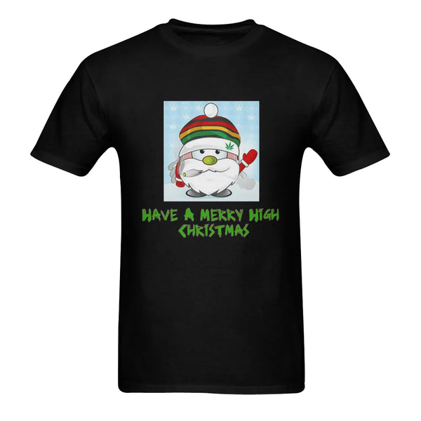 Stoner Santa Graphic Tee, Merry High Christmas T-Shirt, Humorous Weed Santa Shirt, Cannabis Holiday T-Shirt, Stoner Christmas