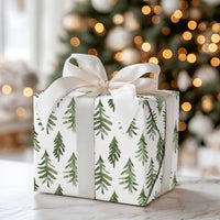 Minimalist Forest Gift Wrap, Watercolor Pine Tree Wrapping Paper, Rustic Evergreen Wrapping Paper, Nature Holiday Christmas Wrapping Paper