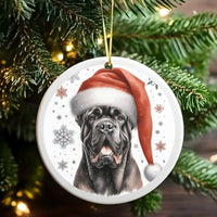 Cane Corso Holiday Ornament, Cane Corso Santa Hat Christmas Ornament, Ceramic Dog Tree Ornament, Cane Corso Dog Lover Keepsake Present