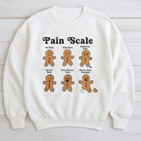 Humorous Nurse Christmas Crewneck, Gingerbread Pain Scale Sweatshirt, Medical Holiday Sweatshirt, RN Nursing Student Winter Pullover