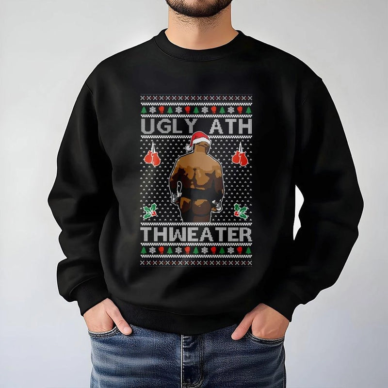 Humorous Boxing Meme Holiday Sweater, Ugly Ath Thweater Christmas Sweatshirt, Retro Boxing Xmas Crewneck, Viral Boxing Holiday Sweatshirt Present