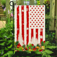 Patriotic Stars and Stripes Holiday Yard Flag, Christmas Garden Flag, Double-Sided Winter Lawn Flag, Americana Christmas Outdoor Flag