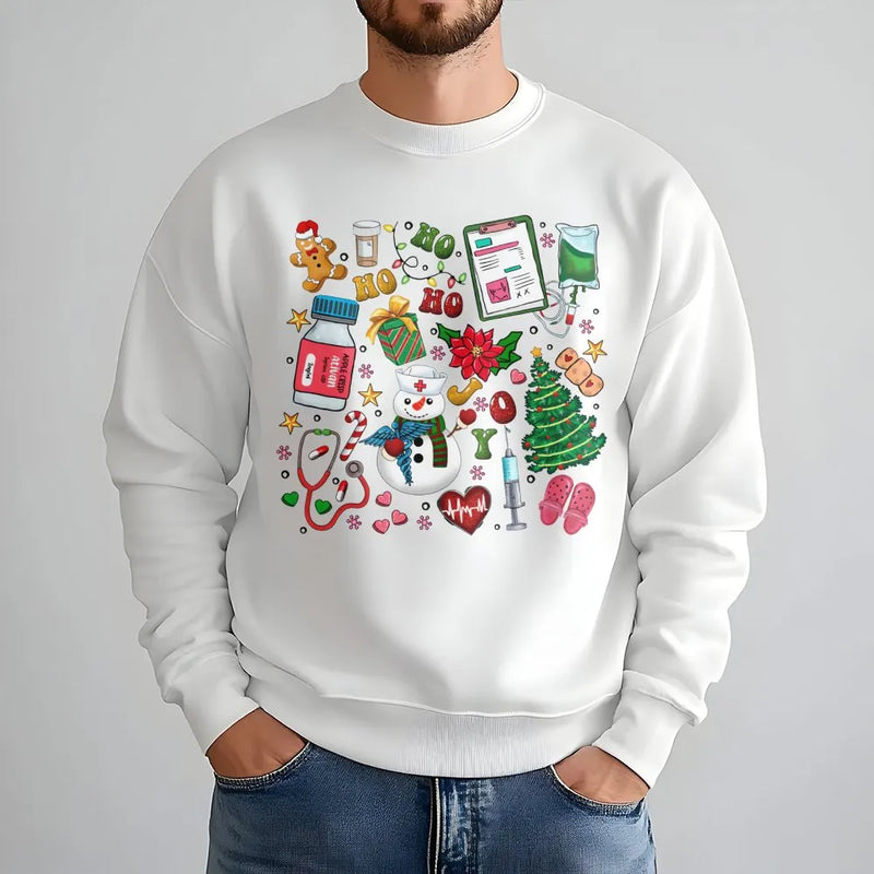 Festive Nurse Holiday Sweater, Nurse Christmas Sweatshirt, Adorable RN LPN Crewneck, Medical School Pullover, Hospital Nurse Sweatshirt Present