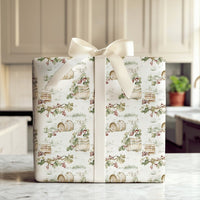 Rustic Wine Barrel Gift Wrap, Winter Vineyard Christmas Wrapping Paper, Snowy Grapevine Wrapping Paper, Holiday Wine Lover Gift Wrap Roll