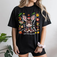 Adorable Christmas Donkey Graphic Tee, Mi Burrito Sabanero T-Shirt, Latino Holiday Shirt, Spanish Xmas Shirt, Family Holiday Present
