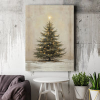 Winter Holiday Pine Tree Wall Decor, Rustic Christmas Tree Wall Art Canvas, Vintage Festive Canvas Print, Christmas Tree Wall Hanging Present