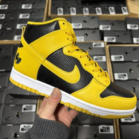 High Top Sneakers, Black Yellow Colorway, Lace Up Design, Casual Gift for Sneaker Fans