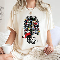 Skeleton Baby Holiday Lights Tee, Christmas Pregnancy T-Shirt, Humorous Maternity Xmas Shirt, Adorable Pregnancy Announcement T-Shirt, Baby Reveal