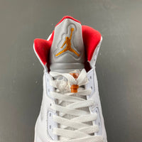 Retro High Top Sneakers, White Orange Colorway, Lace Up Design, Casual Gift for Sneaker Fans