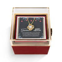 Cubic Zirconia Love Knot Pendant, Grandma Love Knot Necklace, Rotating Rose Box Jewelry, Merry Christmas Holiday Keepsake, Grandma Present