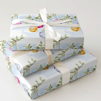 Hanging Bauble Holiday Gift Wrap, Watercolor Christmas Ornament Wrapping Paper, Winter Branch Present Paper, Festive Xmas Wrapping Paper Roll