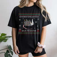Humorous Christmas Holiday Possum Shirt, Overstimulated but Festive Possum T-Shirt, Retro Possum Graphic Tee, Animal Meme Lover Xmas Present
