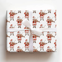 Watercolor Musical Wrapping Paper Roll, Santa Playing Violin Wrapping Paper, Classical Musician Gift Wrap, Christmas Santa Wrapping Paper