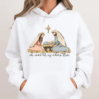 Oh Come Let Us Adore Him Sweatshirt, Nativity Scene Christmas Hoodie, Christian Bible Verse Pullover, Religious Holiday Hooded Sweater