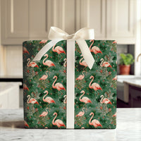 Snowy Pine Red Berry Gift Wrap, Pink Flamingo Christmas Wrapping Paper, Tropical Holiday Wrapping Paper, Coastal Winter Gift Wrap Roll