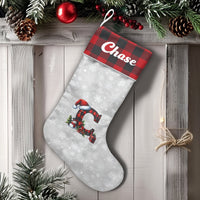 Custom Monogram Christmas Stocking, Personalized Buffalo Plaid Christmas Stocking, Rustic Plaid Holiday Stocking, Family Mantel Decor Present