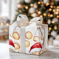 Baseball Christmas Gift Wrap, Watercolor Baseball Santa Wrapping Paper, Santa Head Holiday Wrapping Paper, Baseball Player Xmas Gift Wrap