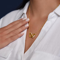 Couple Heart Pendant, Our First Christmas Interlocking Hearts Necklace, Romantic Christmas Present for Wife or Girlfriend, Double Heart Jewelry