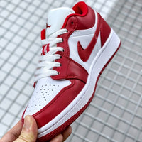 Low Top Sneakers, White Red Gold Colorway, Lace Up Design, Casual Gift for Sneaker Fans