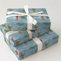 Humorous Angler Santa Gift Wrap, Fly Fishing Santa Wrapping Paper, Outdoor Christmas Present Paper, Fisherman Holiday Gift Wrapping Paper