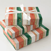 Red Green Gold Confetti Gift Wrap, Painterly Stripe Christmas Wrapping Paper, Modern Holiday Wrapping Paper, Artistic Xmas Gift Wrap Roll