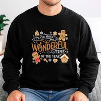 Most Wonderful Time Sweatshirt, Christmas Gingerbread Sweatshirt, Adorable Holiday Cookie Sweater, Festive Xmas Graphic Sweatshirt, Winter Present