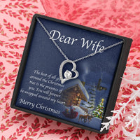 Christmas Wife Necklace, Forever Love Heart Necklace, 14K White Gold Finish Pendant Necklace, Romantic Holiday Jewelry, Present from Husband