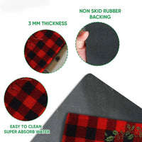 Buffalo Plaid Welcome Mat, Merry and Bright Wreath Christmas Doormat, Holiday Front Door Mat, Winter Porch Entry Rug, Xmas Home Decor