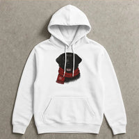 Adorable Dog Red Scarf Hoodie, Black Labrador Christmas Hoodie, Festive Pet Lover Sweatshirt, Black Lab Hooded Sweatshirt, Winter Dog Mom Present