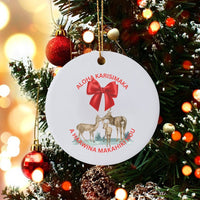 Hawaiian Christmas Ornament, Aloha Kalikimaka Deer Family Ornament, Tropical Holiday Ceramic Ornament, Island Christmas Tree Decor Present
